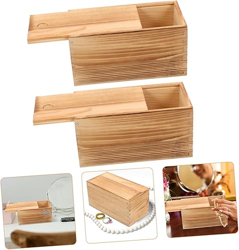 Miniatura 7 de EXCEART 6 pcs Box Pull Out Wooden Box Retro Decor Woodsy Decor tablescape Decor de Madera Wooden Storage case Jewelry Organizer Tray Small Jewelry