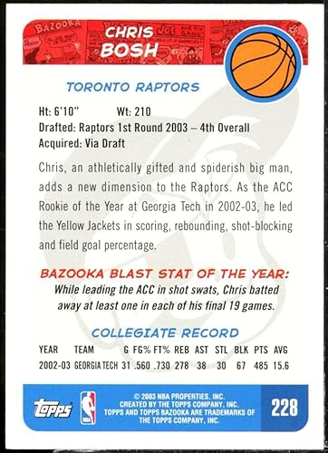 Miniatura 2 de Chris Bosh Away Rookie Card 2003-04 Bazooka #228B