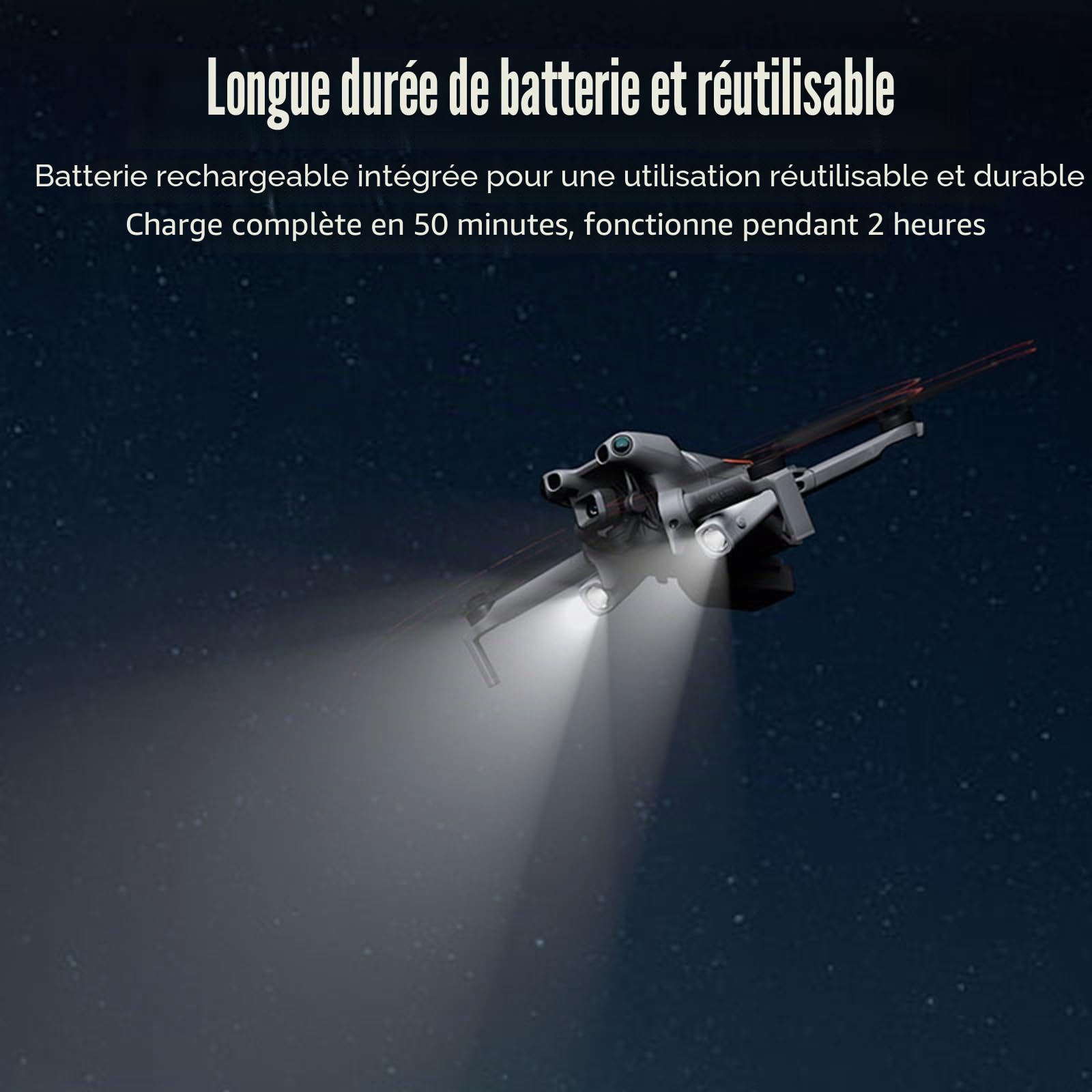Mini5 Pro Drone Projecteur de recherche pour DJI Mini 5 Pro - Veilleuse rechargeable - Lumière double - Rotation à 360° - Modes multiples - Vol de nuit
