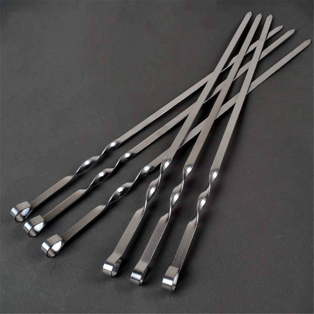 21.6 '' 55 CM Spiedini per Barbecue in Acciaio Inossidabile Barbecue Forchette Set di Aghi Manico Spiedini per Spiedi Piatte Heavy Duty Attrezzi da Campeggio Lunghi (10 Pezzi)
