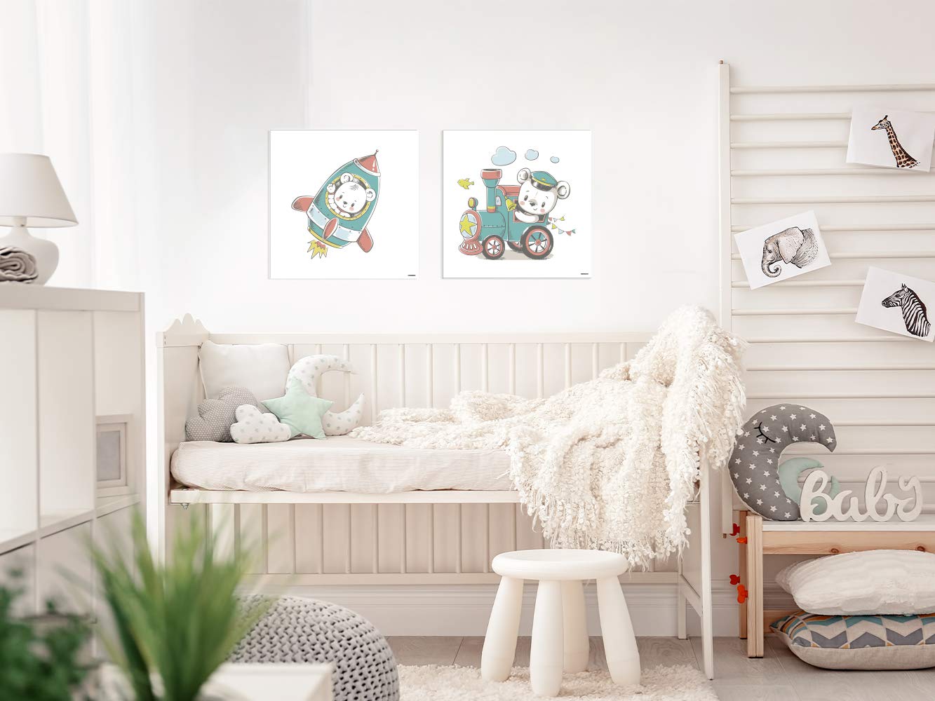 Oedim Cabecero Infantil para Camas de 90 de Alumino Dibond con Reserva de Brillo Vehículos Ositos | 40x40cm | Cabeceros de Lujo, Elegantes, Innovadores | Cabeceros de Última Tecnología, Modernos