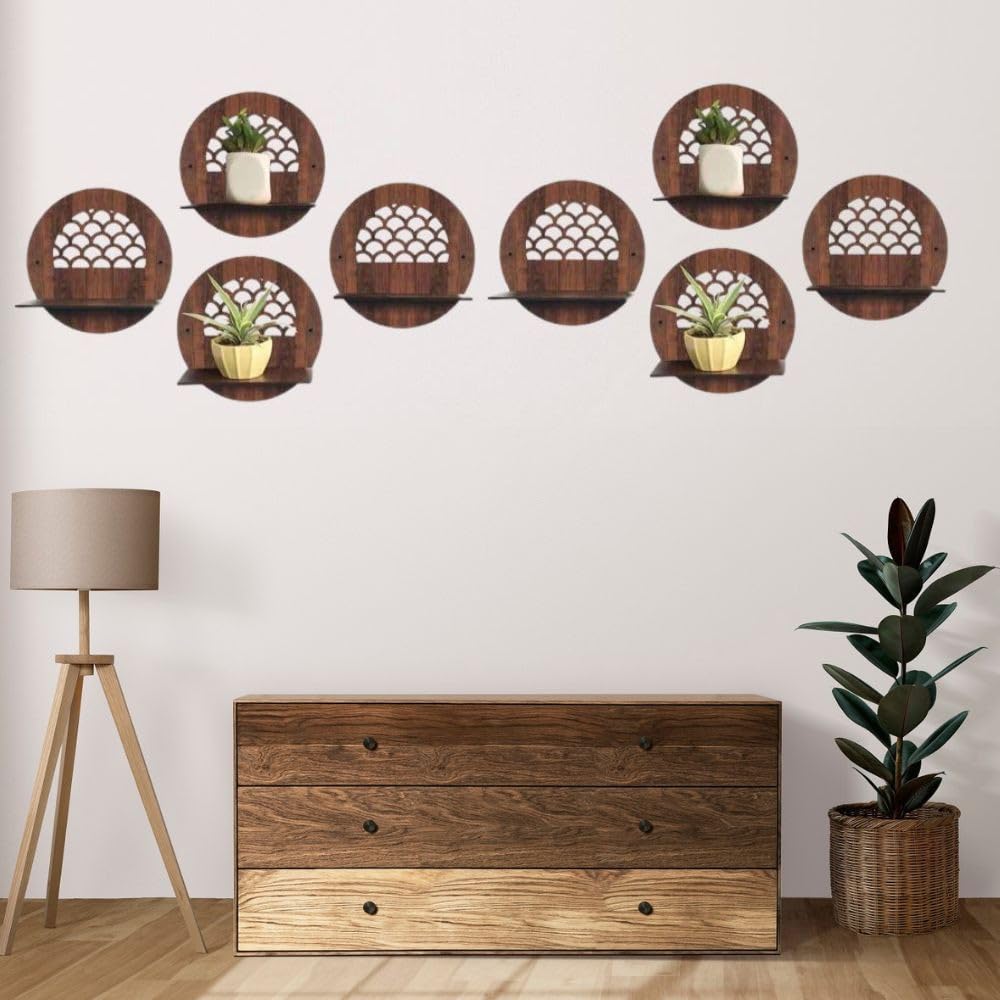 KiaNic Designer Wall Shelves for Home Decor Items | Living Room & Bedroom | Wall Mount MDF Wooden Wall Shelf | Pack of 8 Pcs Shelves (B0D6NFPF43) Amazon Price History, Amazon Price Tracker