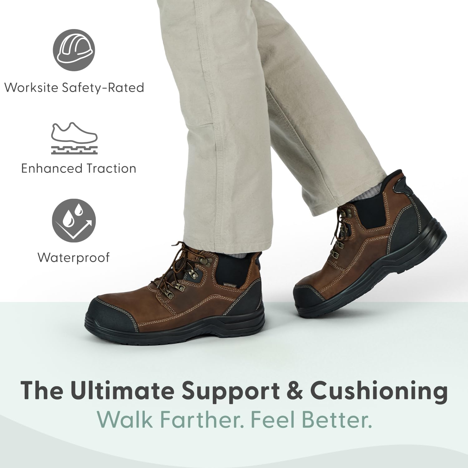 Orthofeet Men's Orthopedic Hands-Free Slip On Work Boots Graphite - Image 2