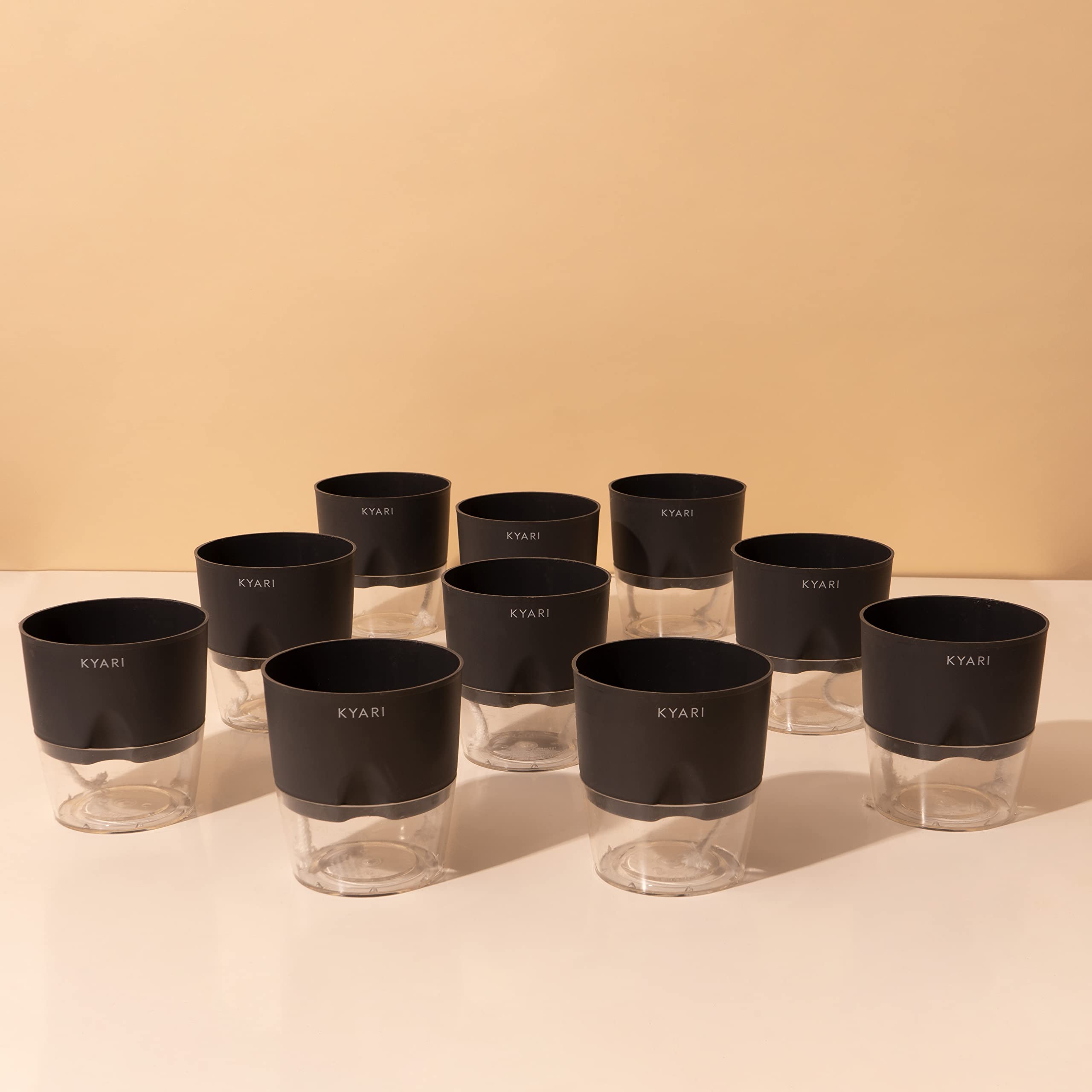 KYARI Combo of 10 Grey Self-Watering Pots for indoor plants, Best Flower Pots & Planters for Home Decor, Living Room, Kitchen, Bedroom, Table Top, Office, Gifting | Plants not included (B0BTVXWJMX) Amazon Price History, Amazon Price Tracker