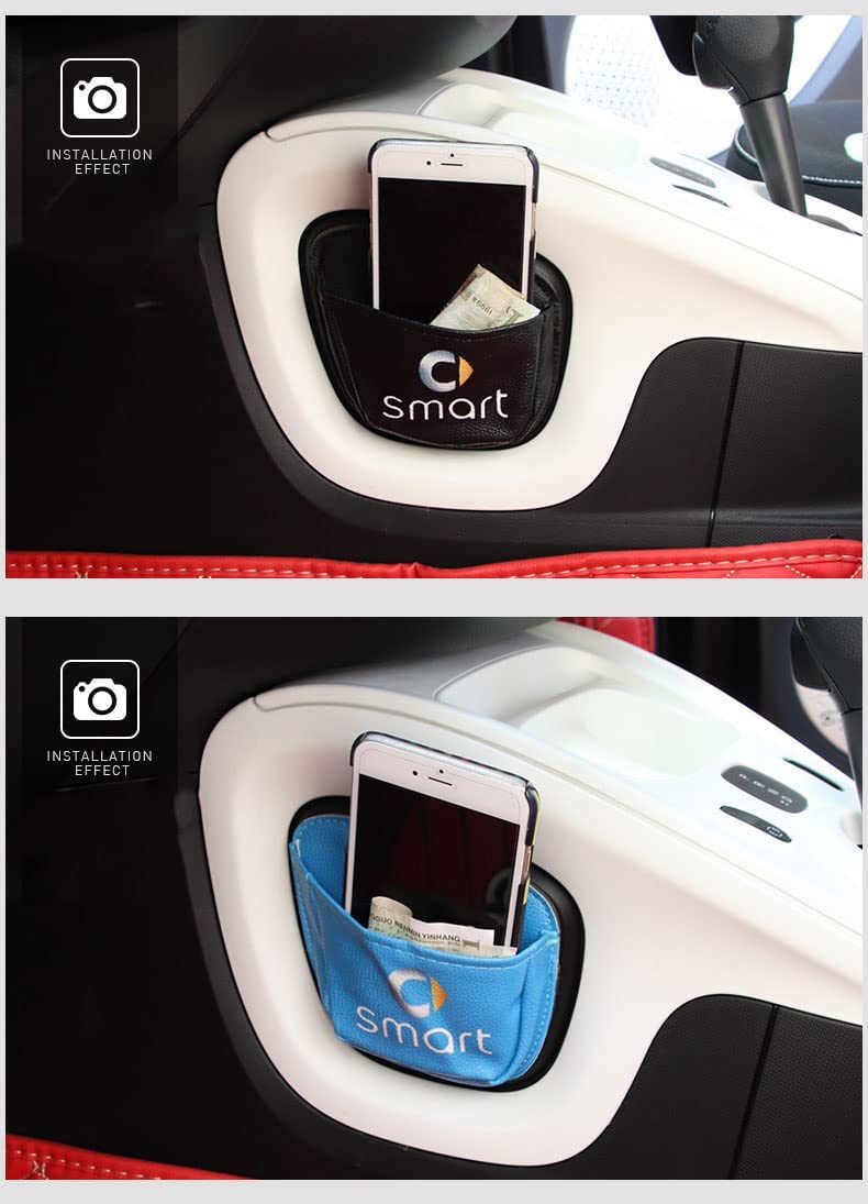 KOUNNENA Organizer z kieszenią boczną do Smart 453 451 Fortwo Forfour, skórzana torba do przechowywania samochodu, kieszenie na fotel samochodowy, portfel, telefony komórkowe, klucze, karty, monety