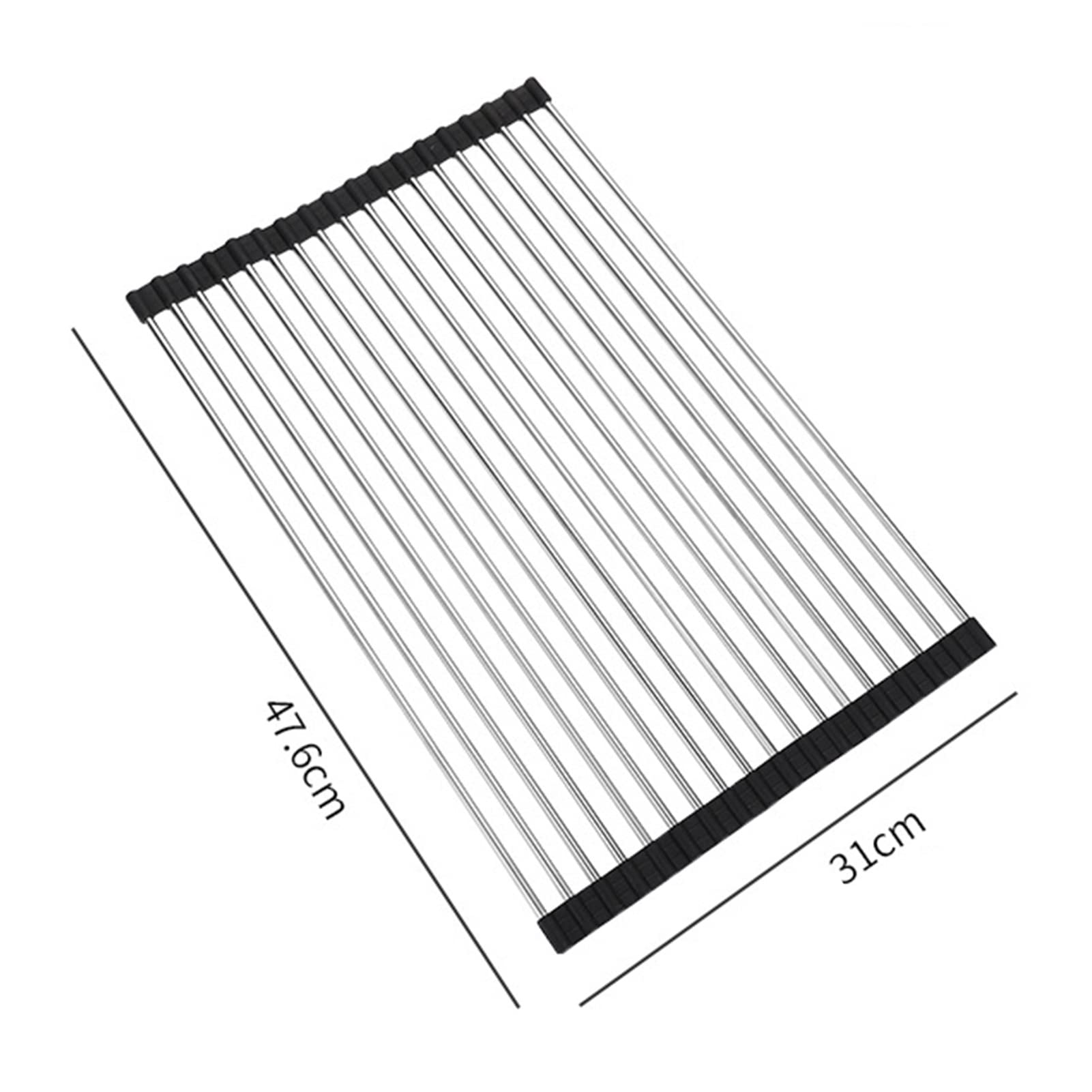 Escurridor de Platos, Rejilla for secar Platos sobre Fregadero, enjuagadora Enrollable de Silicona Inoxidable for Frutas y Verduras, Varios tamaños | 47.6*31cm