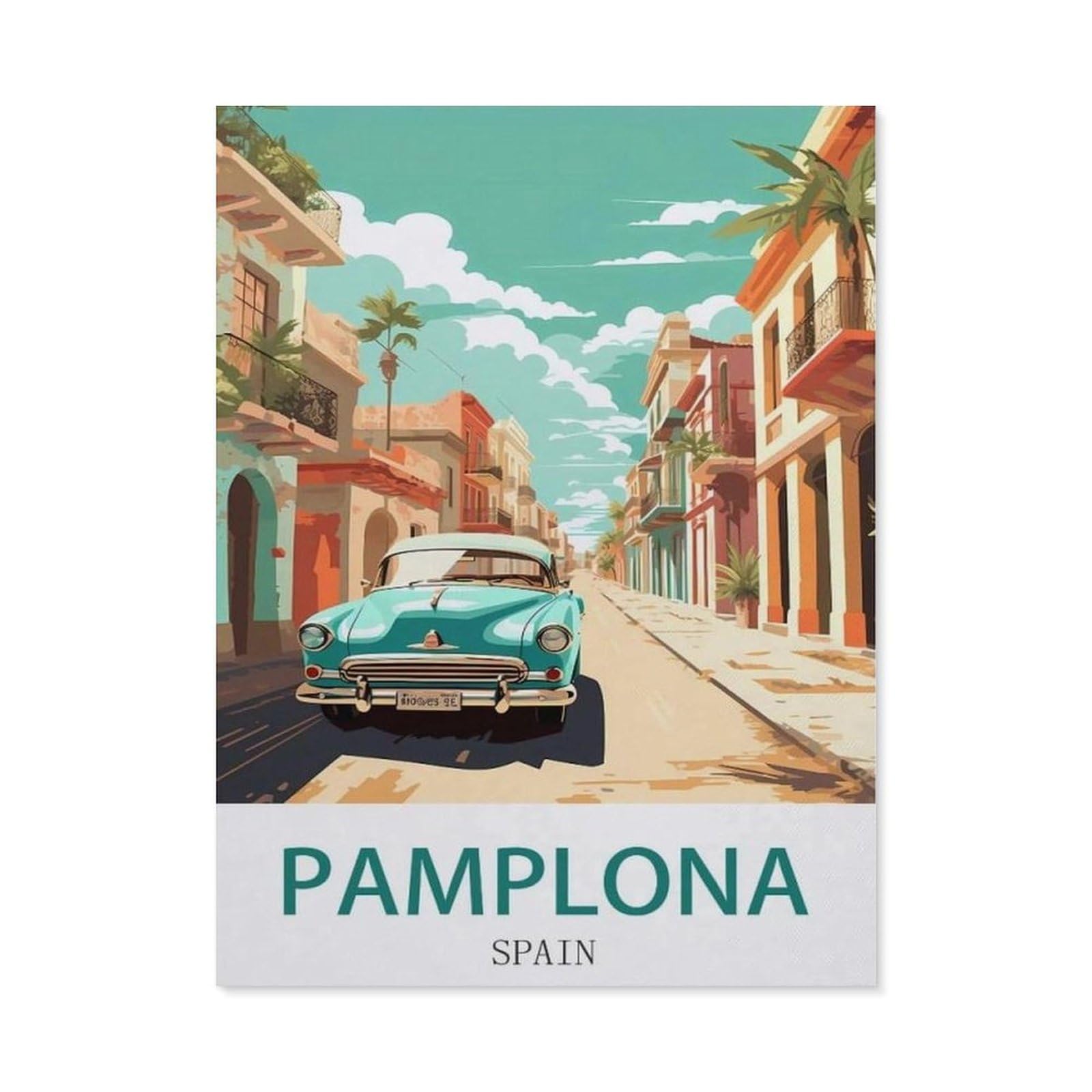Metal Tin Sign，Pamplona Spain，Tin Sign Vintage Rustic Decor Cave Coffee Shop Bar Bedroom Home Wall Decor Nostalgic Tin Sign(15x30cm）6x12 inch-ED53
