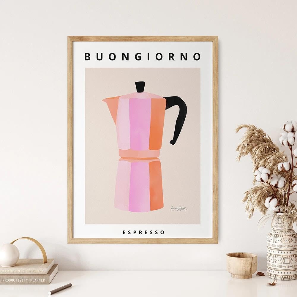 SHINERING Eclectic Colorful Coffee Pots Poster And Prints Moka Espresso Wall Art Canvas Painting Modern Kitchen Decor 40X50Cm Unframed