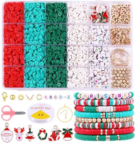 3500 PCS Clay Beads Bracelet Making Kit Christmas Beads for Crafts