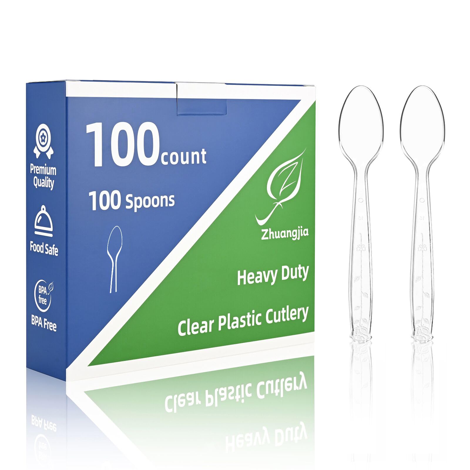 100-Pack Clear Plastic Spoons Disposable BPA-Free Heat Resistant Utensils for Catering & Events -Spoons Heavy Duty Bulk,plastic disposable for Party