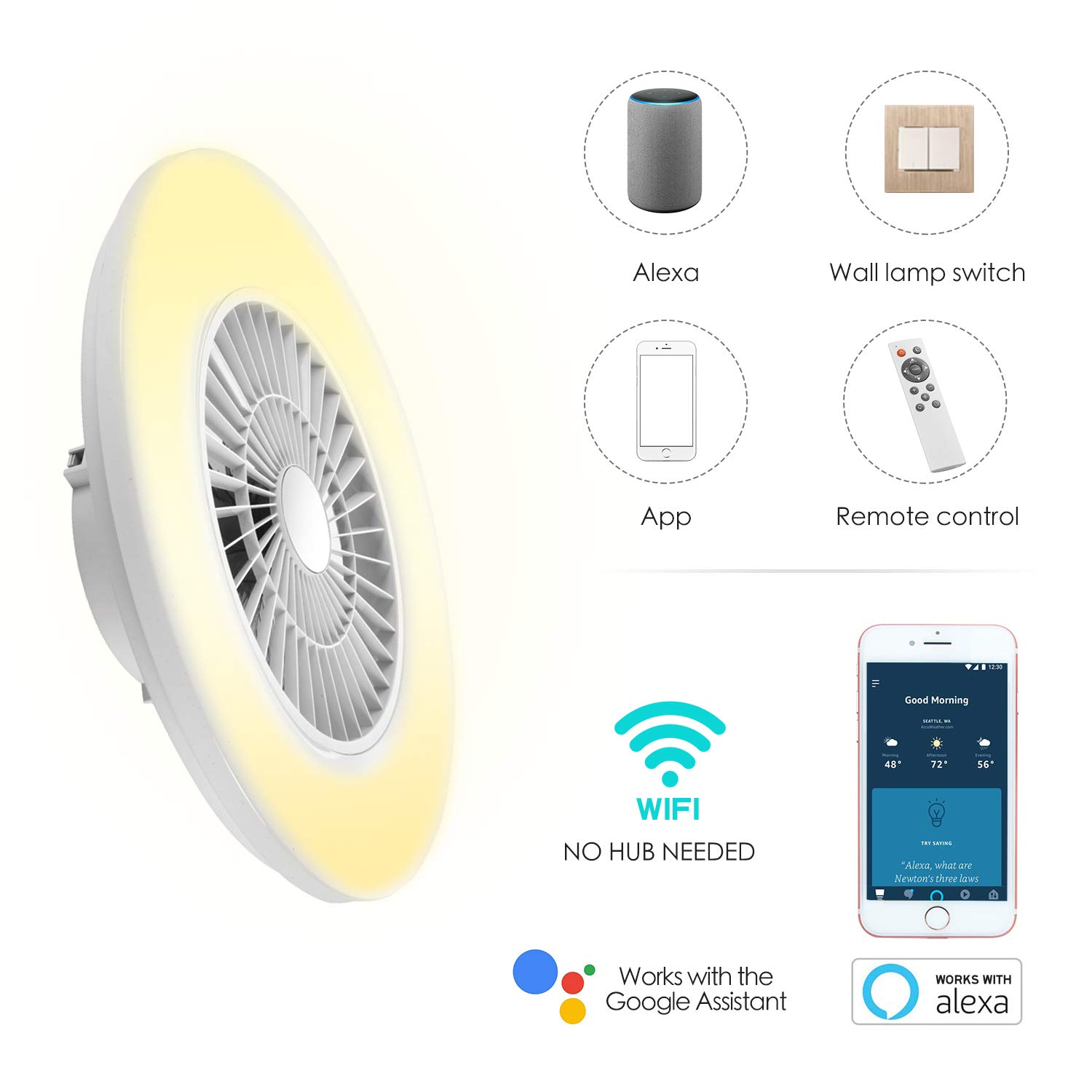 Lampadario Con Ventilatore Da Soffitto, Ventilatore A Soffitto Con Luce - Foto 12