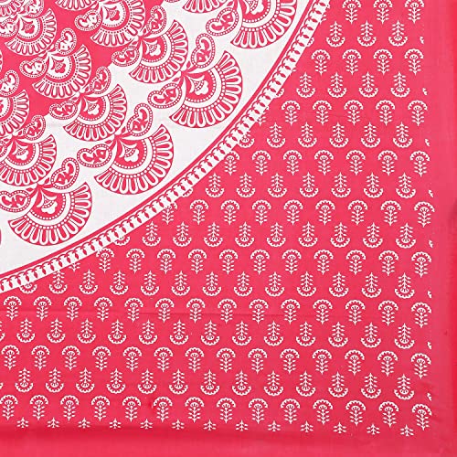 Image of RajasthaniKart Pure 100% Cotton 144TC Double Bed Sheet with 2 Pillow Covers (Bedsheet for Double Bed Cotton, Pink Rangoli) (Bedsheet Cloth 5249 N)