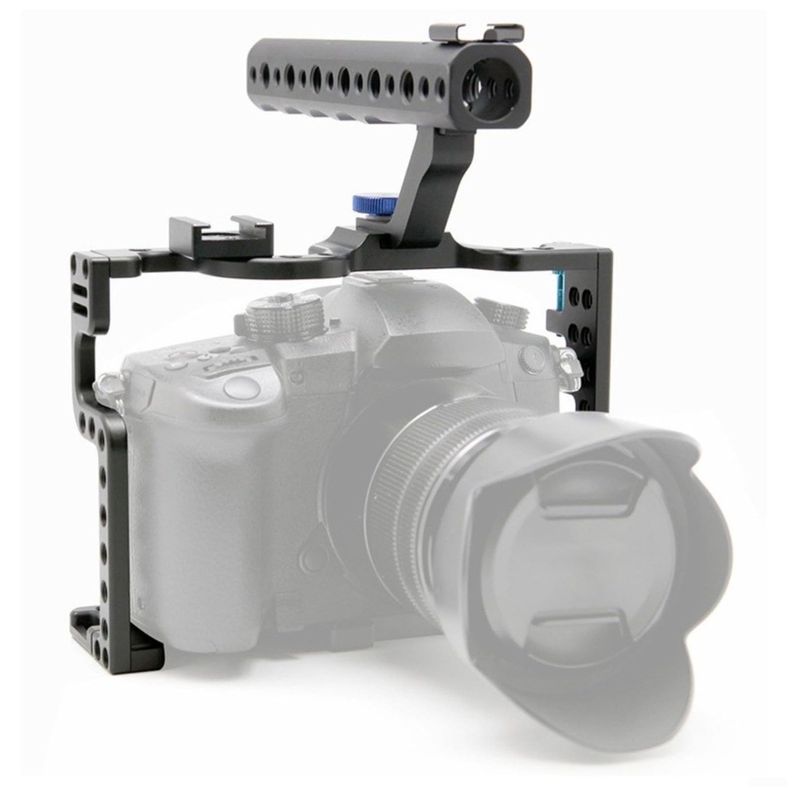 Kit gabbia per fotocamera Panasonic GH5 GH5S, in lega di alluminio, doppio supporto hot shoe con manico superiore e angoli regolabili, per impianto di produzione cinematografica
