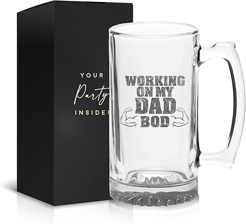 Vista 9 de Your Dream Party Shop Taza de vidrio de cerveza de 16 onzas con texto en inglés "It's Not a Dad Bod It's a Father Figure", regalos divertidos
