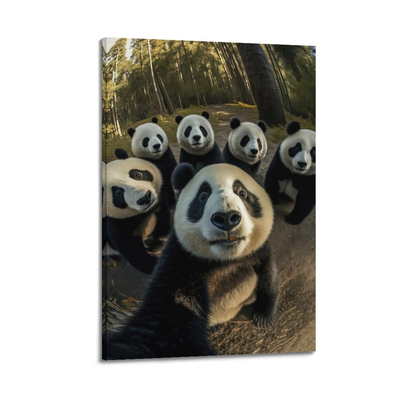Xkuga Boys Frame-Style Funny Animal Poster Nature Wildlife Vintage Panda Selfie Modern Decorative Canvas Prints - Ideal Wall Art For Family, Man Cave, Game Room, & Girls Bedroom 20X30inch(50X75cm)