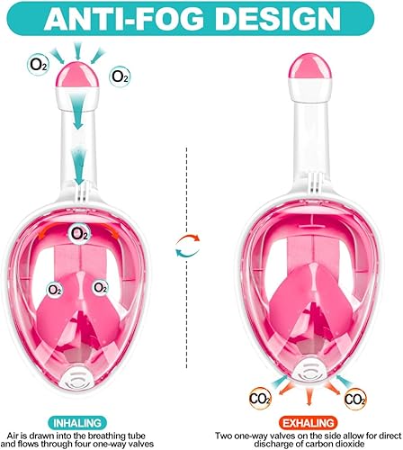 Miniatura 5 de Máscara de esnórquel de cara completa para adultos con sistema de tapa seca, soporte de cámara desmontable, máscara de buceo panorámica antivaho 180