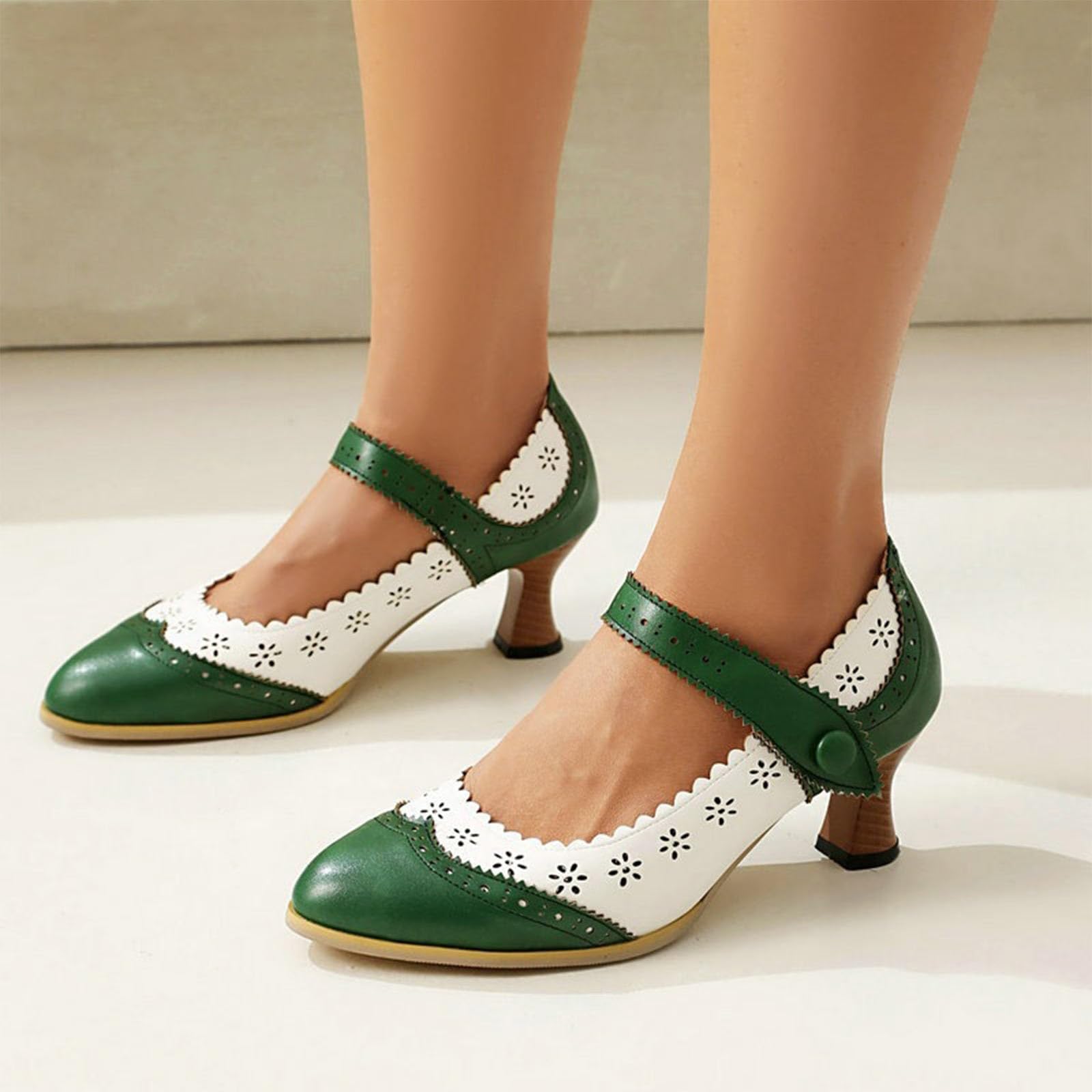 Scarpe Mary Jane Plateau Donna Punta Tonda Pelle Pu Mary Janes con Fiocco Tacco Grosso Alto Plateau Scarpe Cinturino alla Caviglia Scarpa Lolita con Fibbia Costume Tradizionale Oktoberfest