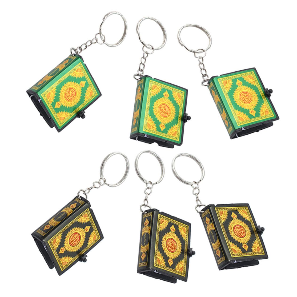 PRETYZOOM Bible Keychain Pendant Set 6pcs Metal Book Shape Keyring Christian Religious