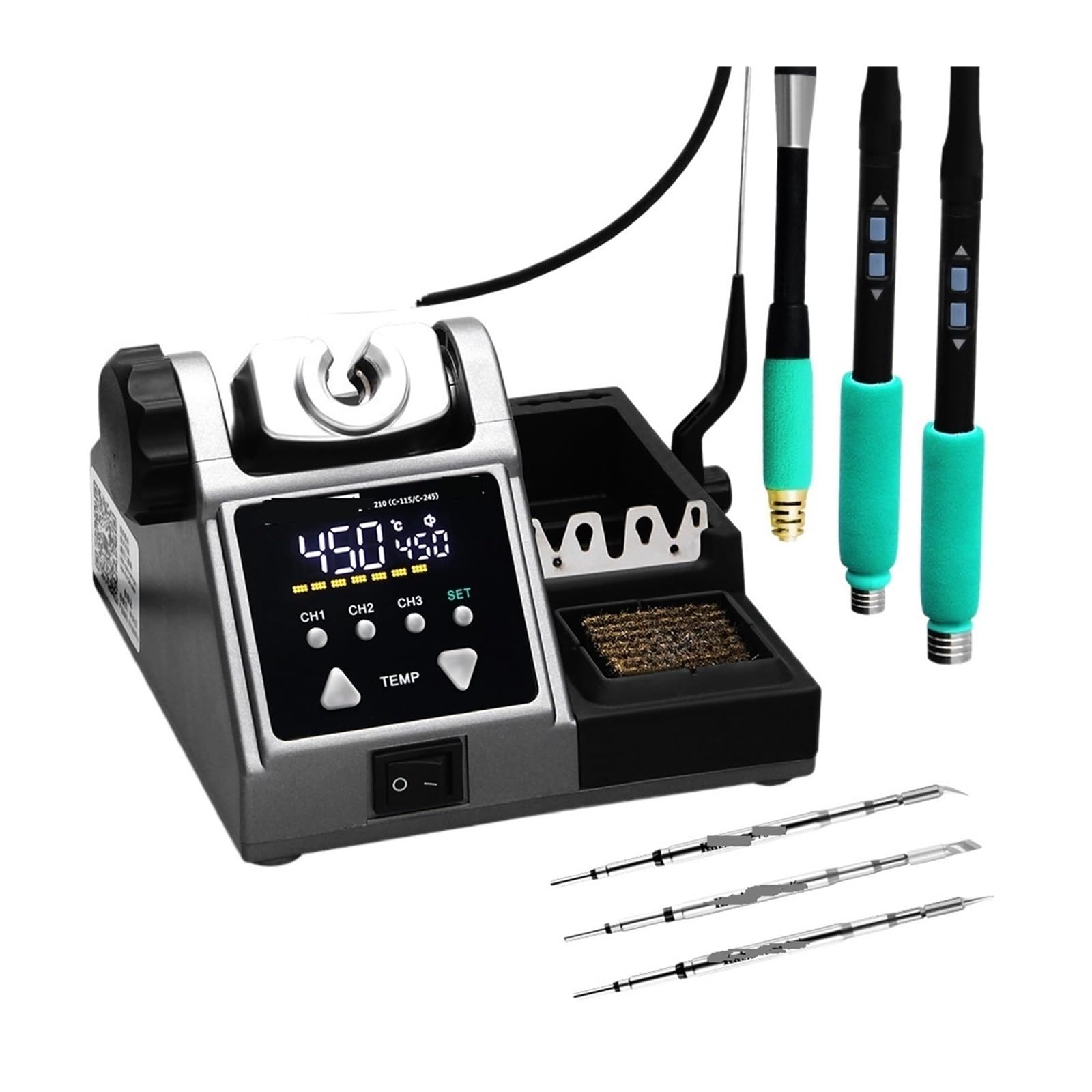 Zestaw lutownicy, Stacja lutownicza T21 kompatybilna oryginalna końcówka lutownicza, 210/245/115 kontrola uchwytu stacja lutownicza do spawania temperatury, stacja lutownicza kontrolna do metalu, elek
