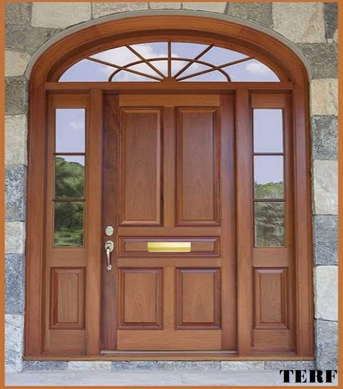 TERF® 280 mm x 80 mm - Rabat intérieur de type victorien traditionnel - Laiton poli - 280 mm x 80 mm - Rabat intérieur pour boîte aux lettres avec vis de fixation