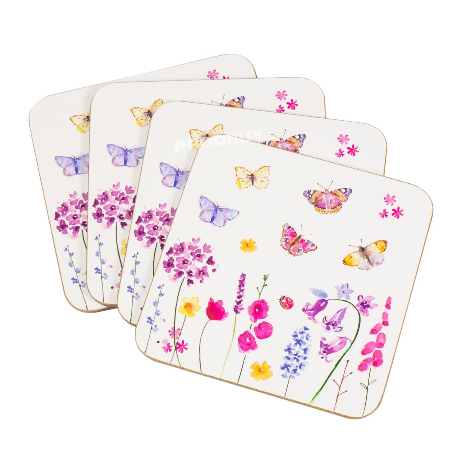 Set of 8 Butterfly Garden Cork Coasters Decorative Table Mats for Drinks