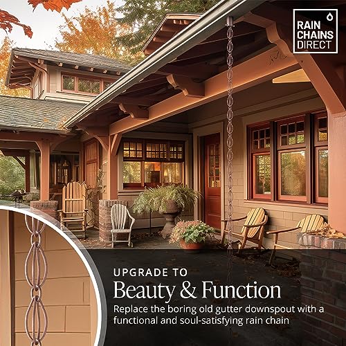 Rain Chains Direct Double Oval Loop, 8.5 Feet Length, 100% Copper, Functional and Decorative Replacement for Gutter Downspouts - Thumbnail 2
