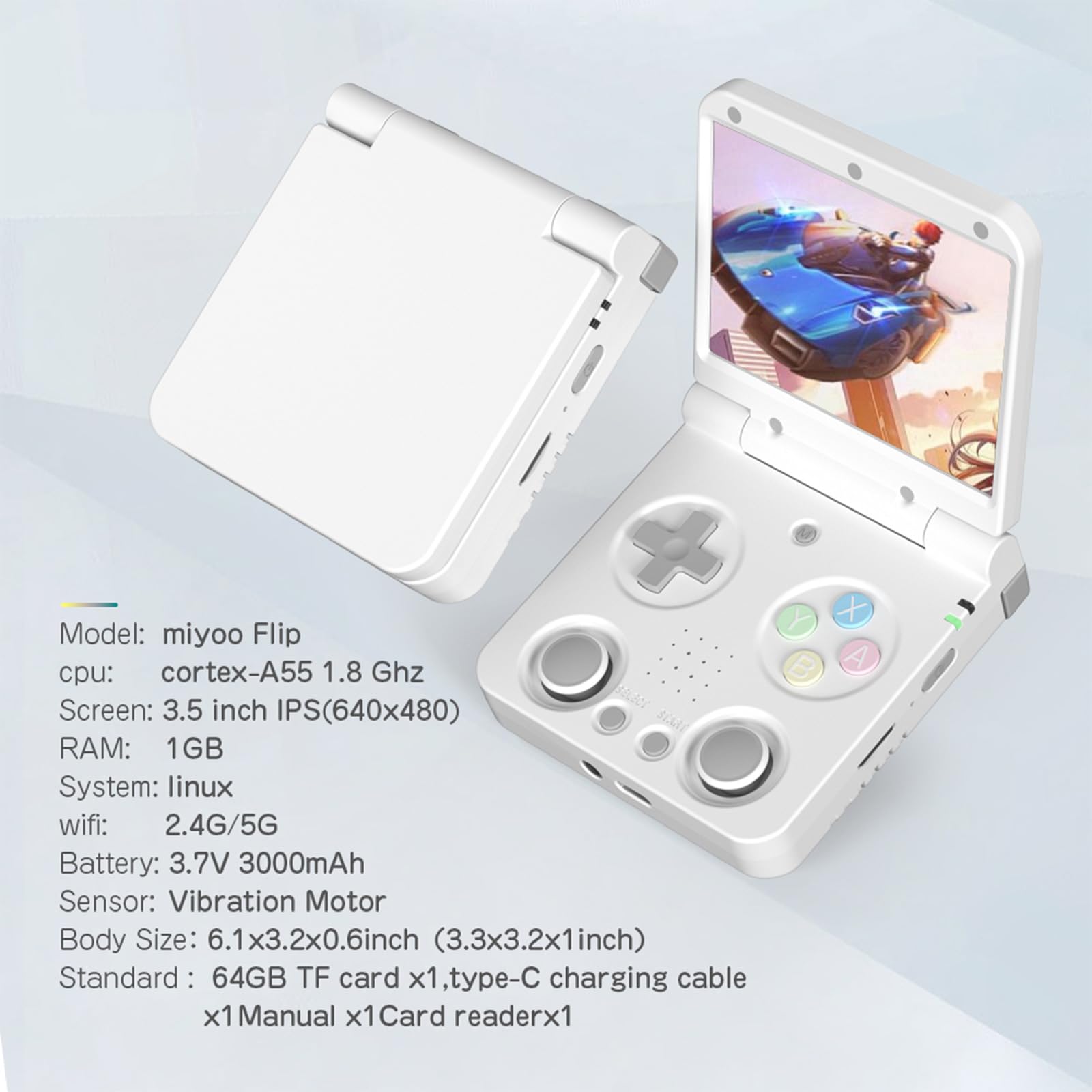 Console di Giochi Portatile Retrò a Handheld Pieghevole, Con Batteria da 3000mAh (Scheda TF Non Inclusa), Design Flip Supporta WiFi e Bluetooth 4.2 Ideale per Adolescenti e Adulti