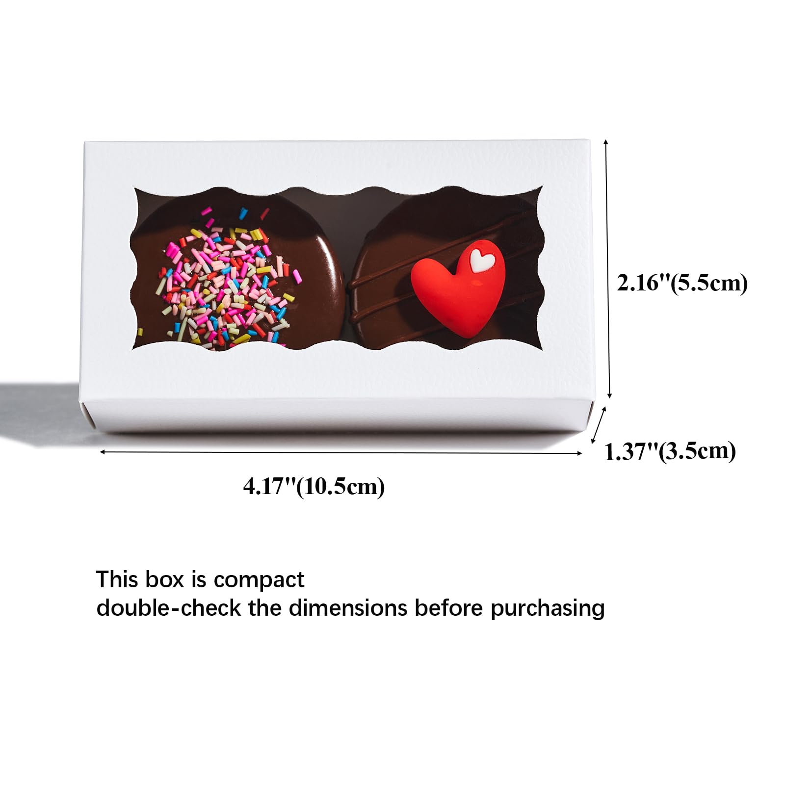 JCXGRVC 24PCS 4.17x2.16x1.37 Inches Elegant White Double Favor Boxes with Clear Window for Macaron, Chocolate, Small Cookies, Party Candy Treat Boxes