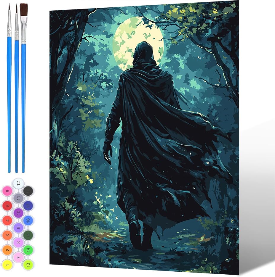 Pintura por Números para Adultos Bosque, Painting by Numbers Kits Hombre, DIY Pintura por números para adultosy niños, con Pinceles Pigmento Acrílico (sin marco), Decoraciones del Hogar 30x40cm -1542