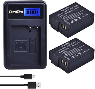 DuraPro 2Pcs DMW-BLC12 DMW-BLC12E Battery + LCD USB Charger for Panasonic Lumix DMC-FZ200, DMC-FZ1000, DMC-G5, DMC-G6, DMC-G7, DMC-GX8, DMC-G85, DMC-GH2 Cameras