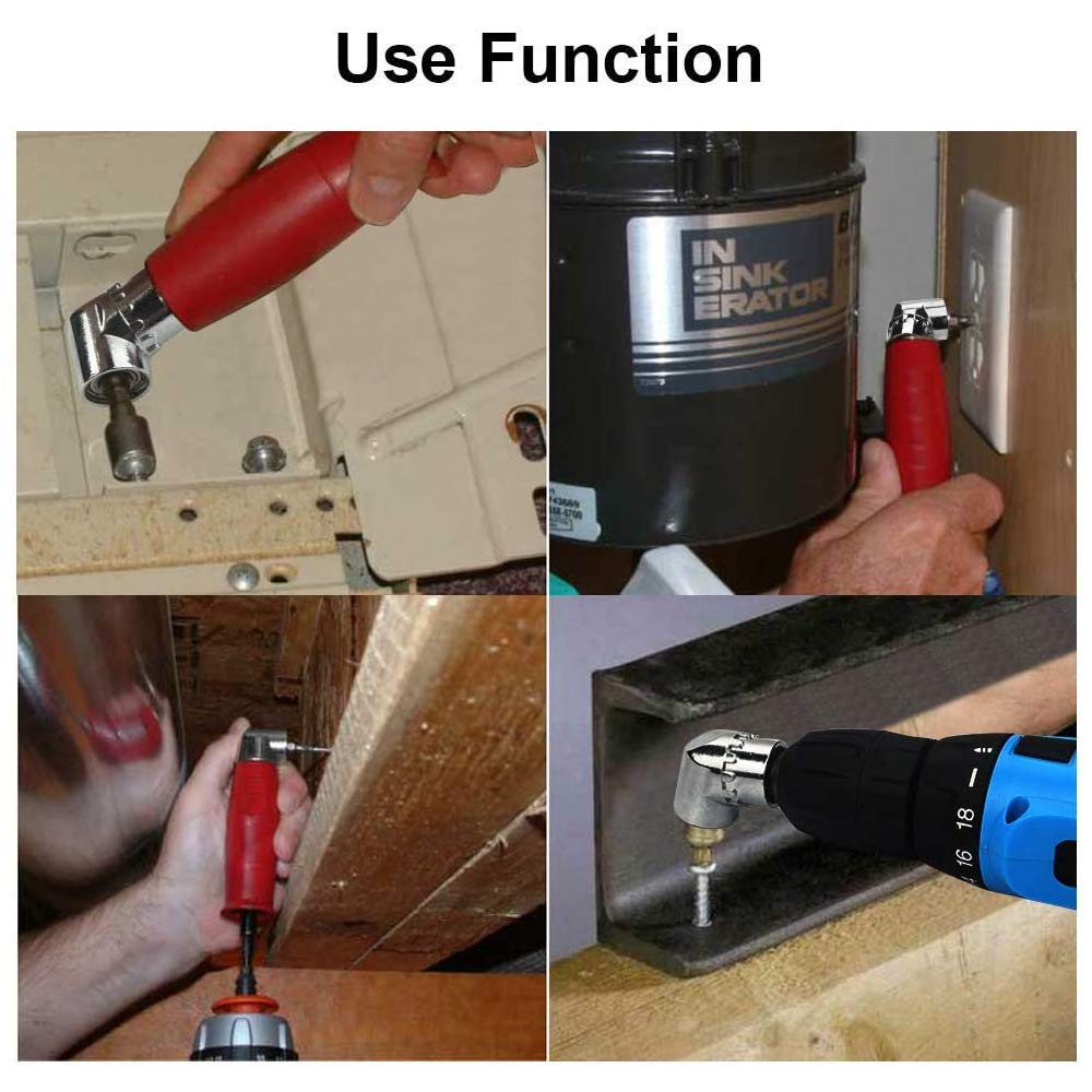 Shuny 2 Pezzi Trapani ad angolo retto 105 °,Fissaggio di Trapano Accessori Per Utensili Elettrici,Adattatore per Trapano ad angolo retto a asta esagonale da 1/4 pollici,Per Punte del cacciavite