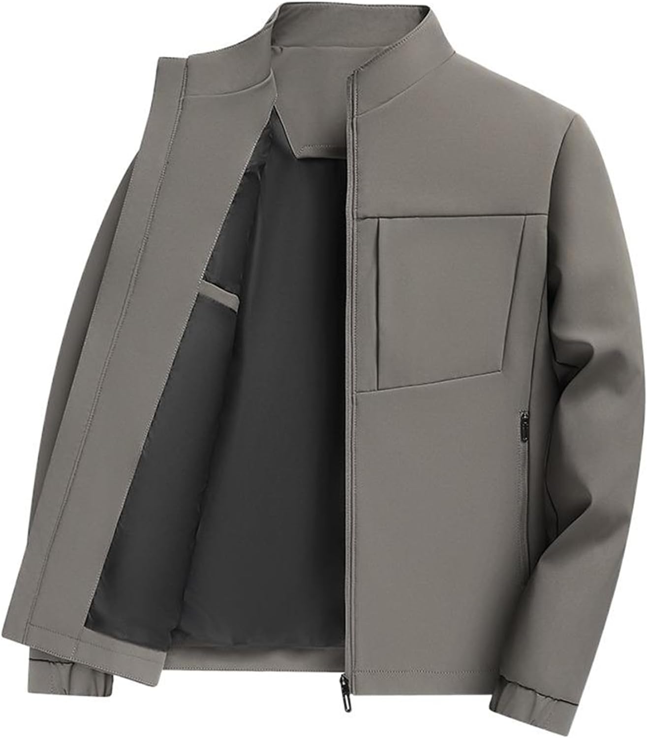HSQIBAOER Men's Casual Coats Business Zip Up Stand Collar Jacket For Spring Autumn Work Outwear For Men