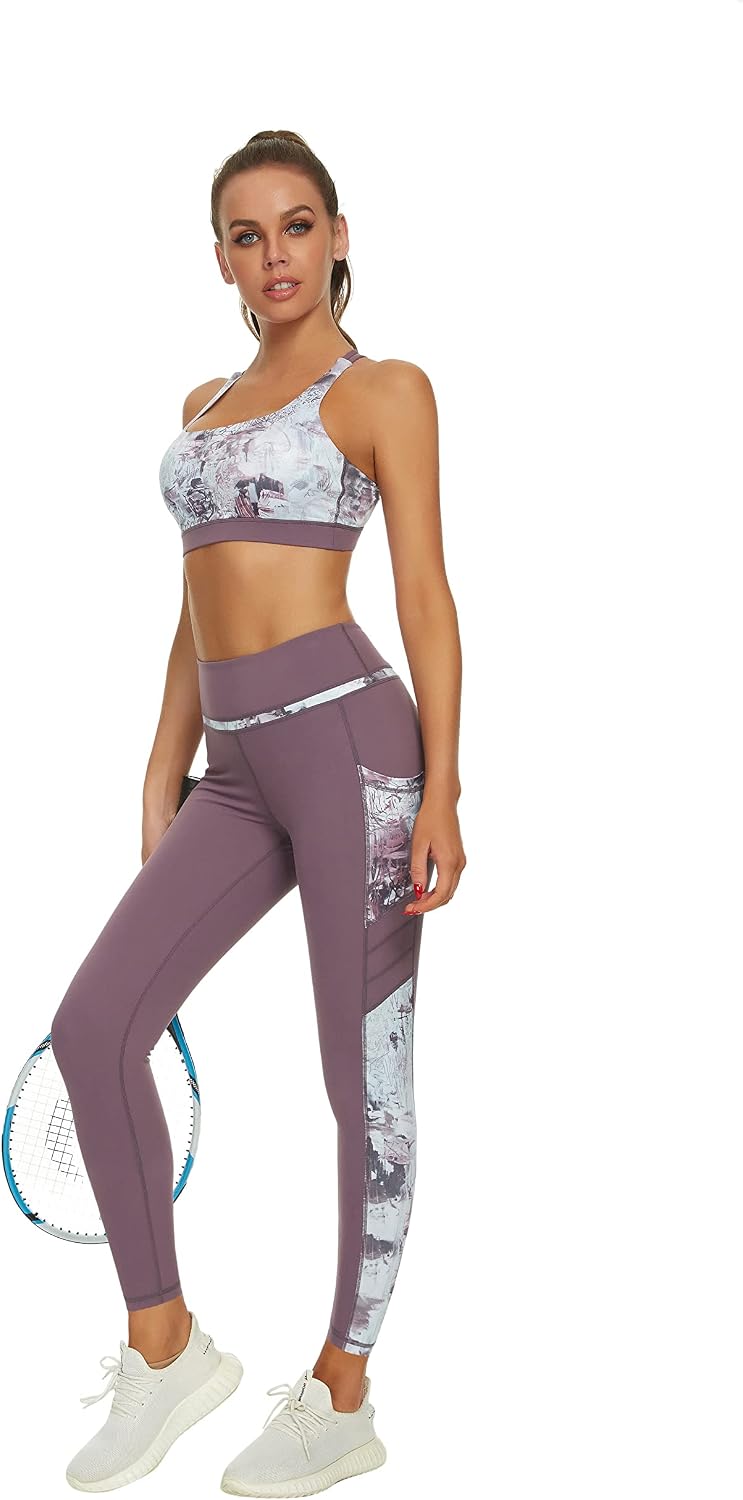 Zinmore Women's Capri Yoga Pants Exercise Running Workout Leggings with Pockets