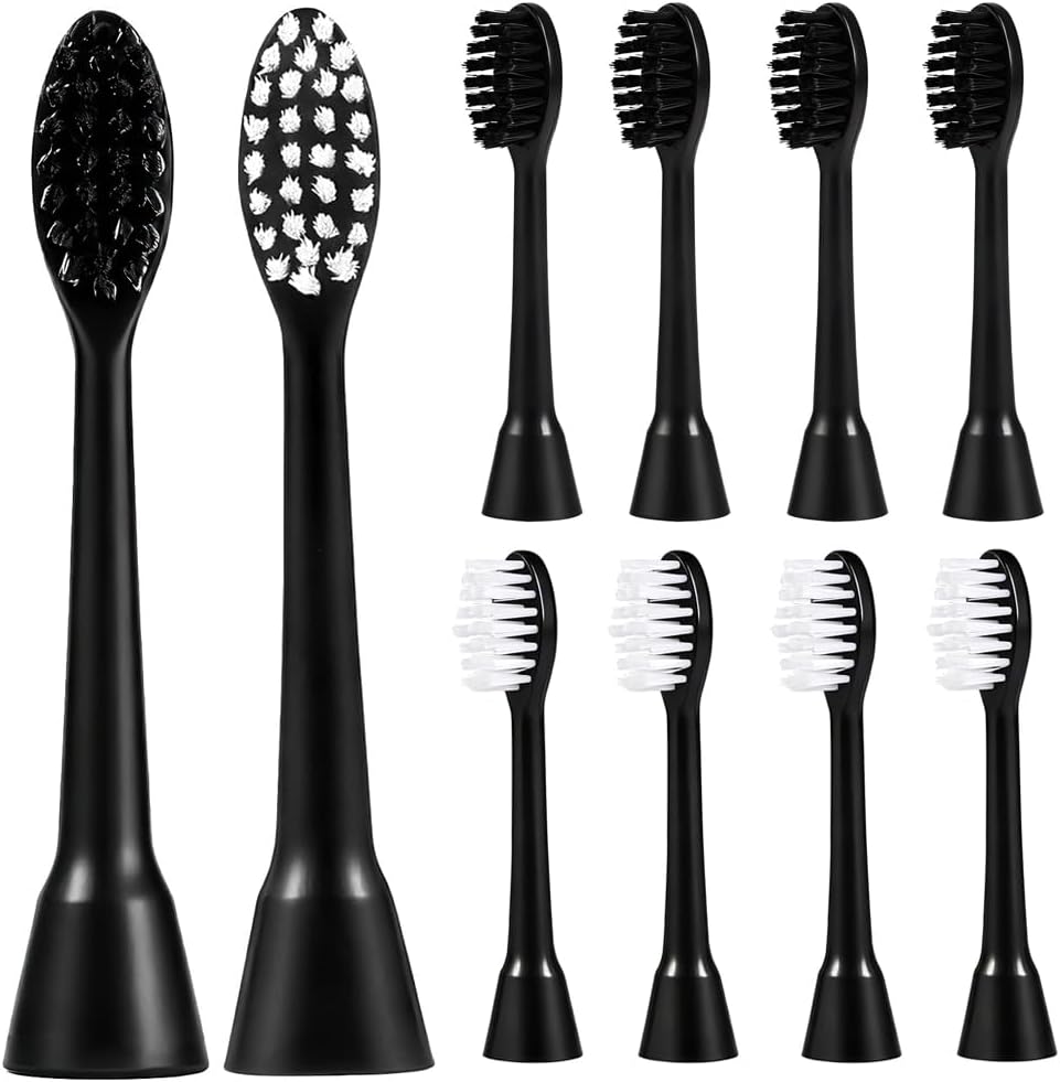 10 Pcs Toothbrush Replacement Heads for Moon Electric Toothbrush Adults, Black