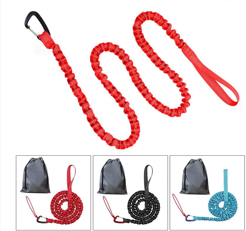Ivie Bike Bungee Tow Rope for Kids, Mountain Bike Tow Rope，Child Bike Stretch Bungee Cord Pull Behind Attachment High Strength 500 pounds 3M Bicycle Towing Strap with Carabiner