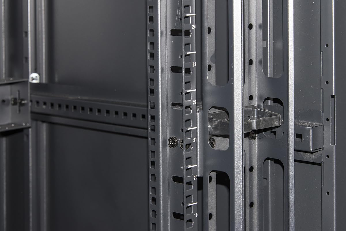 ARMADIO RACK 19" 42U (A)2055, (L)800, (P)800 COLORE NERO PORTA VETRO DISASSEMBLATO CON GUIDACAVI LATERALE