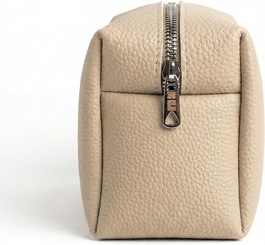 Deri Erkek Bakım Çantası Seyahat Organizeri – Tıraş Çantası, Kişisel Bakım ve Kozmetik Düzenleyici, Fermuarlı Geniş Hacimli Dopp Kit Siyah (Bej)