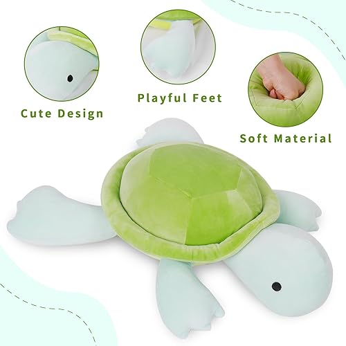 Miniatura 4 de Peluche con peso de tortuga, 22 pulgadas, 4.2 libras, serie de animales de peluche con peso de personaje, lindas muñecas de peluche de tortuga,