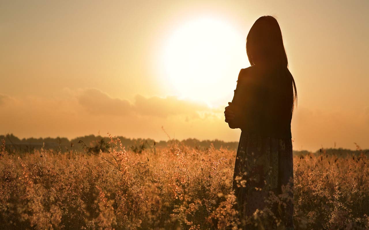Yellow Alley? Nature Poster|Alone Girl Watching Sunset|Decorative