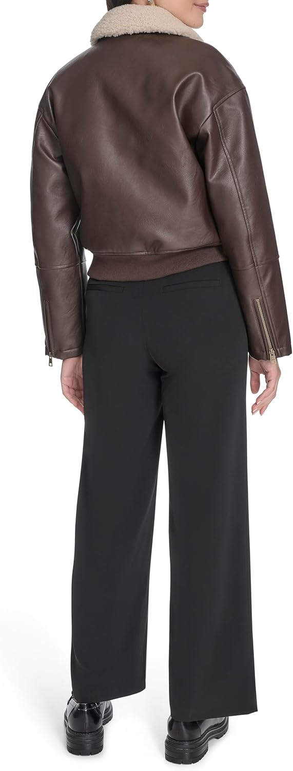 Levi's Women's Faux Leather Bomber With Laydown Collar - Image 4