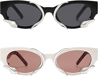 Trendy Sunglasses for Women Men Vintage Narrow Cateye Metal Snake Sunnie Y2k Accessories AP3621