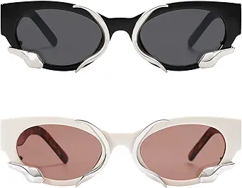 Trendy Sunglasses for Women Men Vintage Narrow Cateye Metal Snake Sunnie Y2k Accessories AP3621