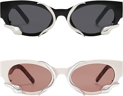 Trendy Sunglasses for Women Men Vintage Narrow Cateye Metal Snake Sunnie Y2k Accessories AP3621