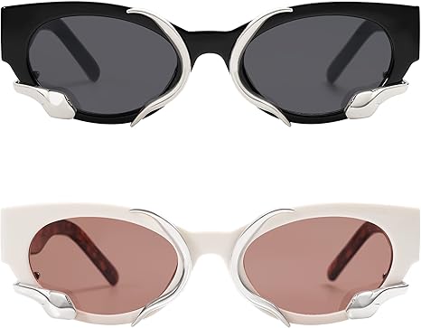 Trendy Sunglasses for Women Men Vintage Narrow Cateye Metal Snake Sunnie Y2k Accessories AP3621