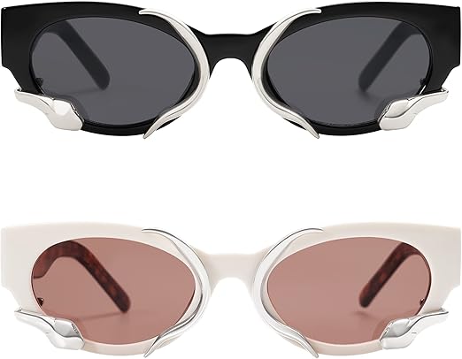 Trendy Sunglasses for Women Men Vintage Narrow Cateye Metal Snake Sunnie Y2k Accessories AP3621
