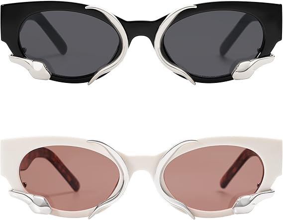 Trendy Sunglasses for Women Men Vintage Narrow Cateye Metal Snake Sunnie Y2k Accessories AP3621