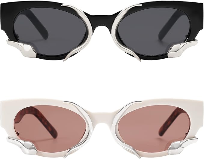Trendy Sunglasses for Women Men Vintage Narrow Cateye Metal Snake Sunnie Y2k Accessories AP3621