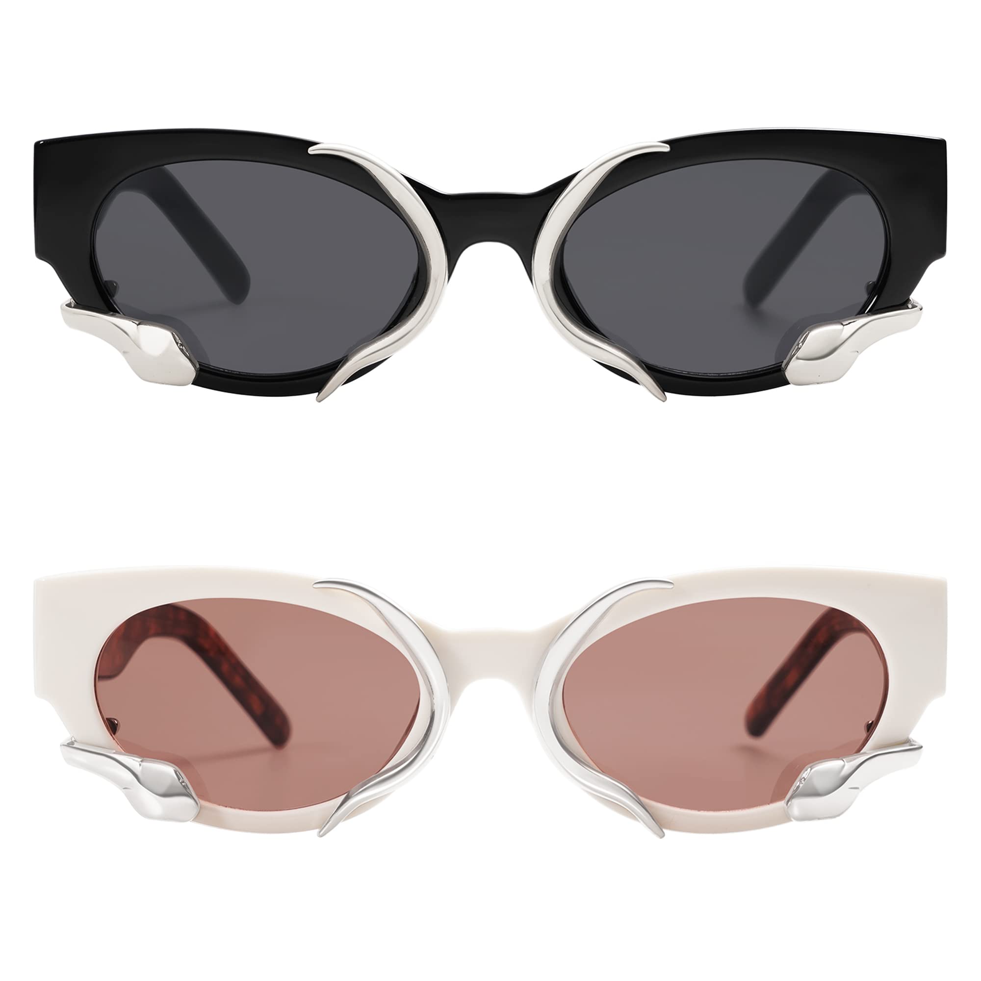 Appassal Trendy Sunglasses for Women Men Vintage Narrow Cateye Metal Snake Sunnie Y2k Accessories AP3621