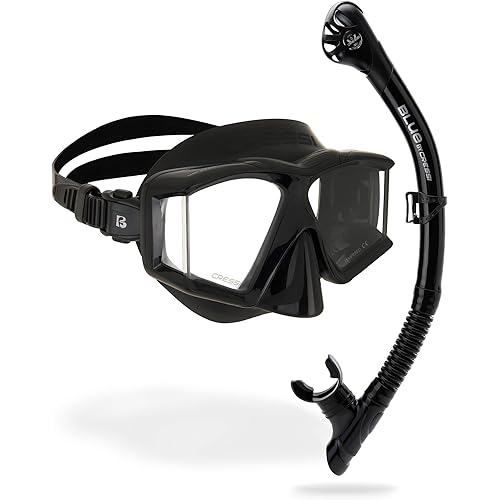 Cressi Panoramic Diving Mask and Snorkel Kit - Wide View - Top Dry System Snorkel - Horizon & Scilla - Designed in Italy
