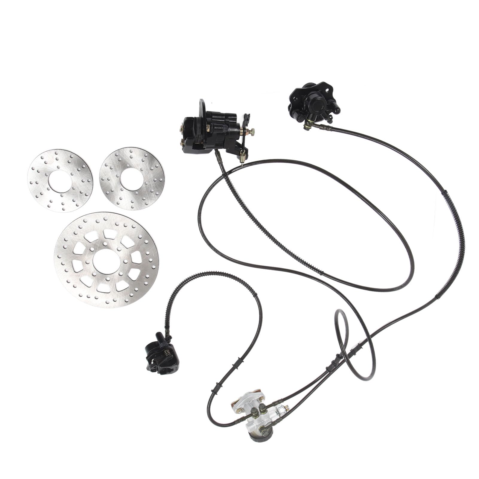 KIMISS Kit de Cilindro Maestro de Frenos de Alto Rendimiento Juego de Frenos de Disco Hidráulico con 3 Discos de para Modificaciones de ATV Go Kart de 150 Potencia de Frenado de Alta Resistencia
